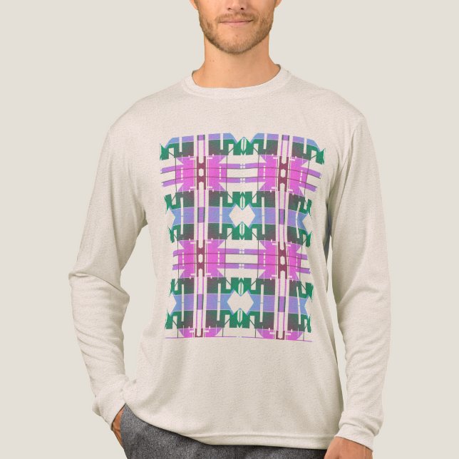 Rosa Grönt Lavender Tribal Art Small Tiles Design T Shirt (Framsida)