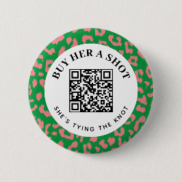 Rosa Grönt Leopard Bachelorette Party QR Betalning Knapp