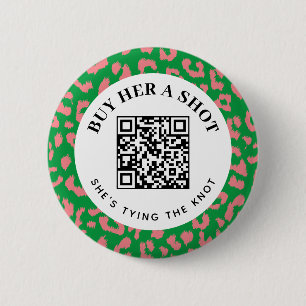 Rosa Grönt Leopard Bachelorette Party QR Betalning Knapp