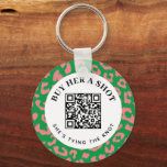 Rosa Grönt Leopard Bachelorette Party QR Betalning Nyckelring<br><div class="desc">Ett mycket säkrare sätt att låta främlingar, vänner eller familj köpa en brud att dricka på sin bachelorette night, denna söta nyckelkedja innehåller redigerbar text och en skannerbar QR-kod som har ställts in med ett betalningsalternativ för anpassningsbarna. En vallmo ram av rosa och grönt leopard är en öga-fångst och roligt...</div>