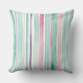 Rosa grönt lila och vitt rand kudde