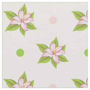 Rosa & grönt lily och polka dots söt blommigt tyg