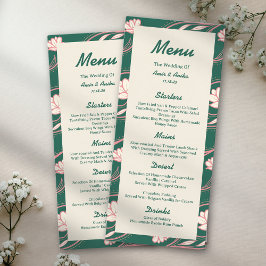 Rosa Grönt Lotus Lanterns Indian Bröllop Menu