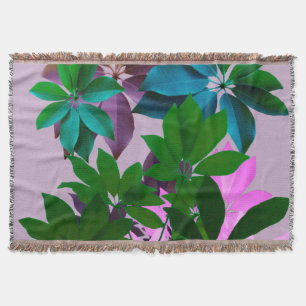 Rosa, Grönt Löv Mönster Throw Blanket Filt