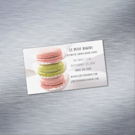 Rosa Grönt Macarons Food Pastry Chef Bakery Baker Magnetiska Visitkort