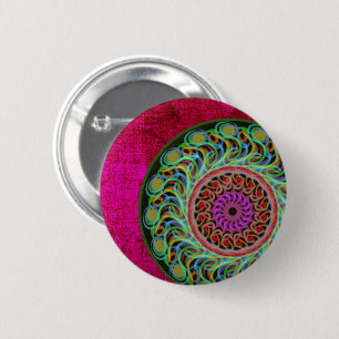 Rosa & Grönt Mandala-knapp Knapp