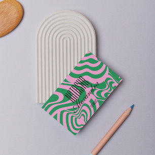 Rosa Grönt Marble Rand Modern Minimalistic Visitkort