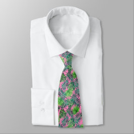 Rosa Grönt Mönster, Tropical Neck Tie, Handflatan, Slips