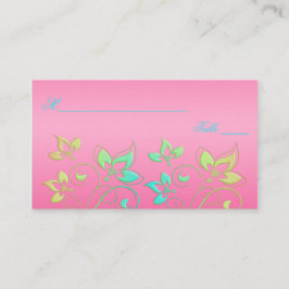 Rosa-, Grönt- och blått Blommigt-kort Placeringskort