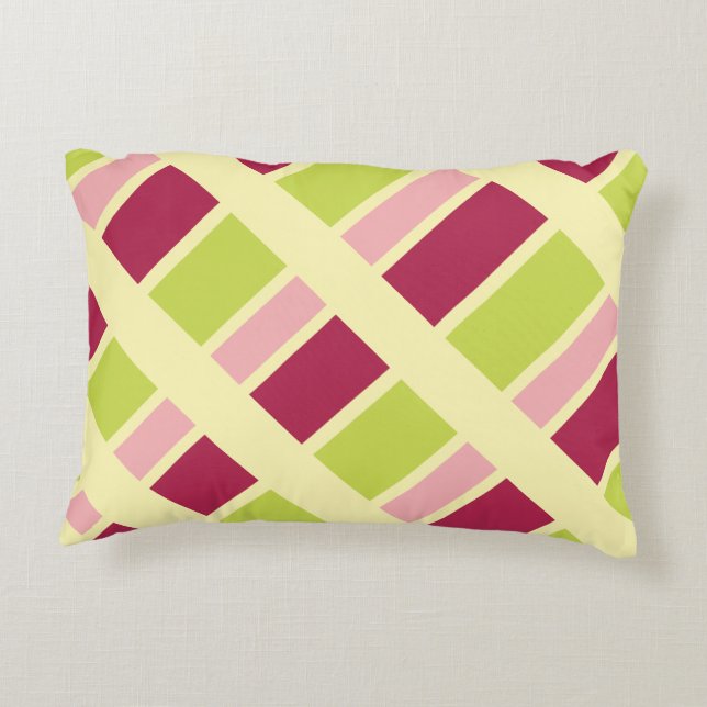 Rosa Grönt och Burgundy Prydnadskudde (Baksidan)