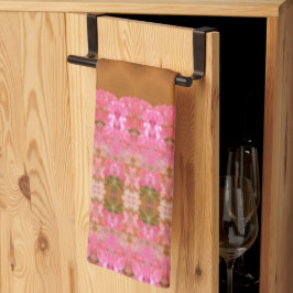 Rosa grönt och guld kökshandduk