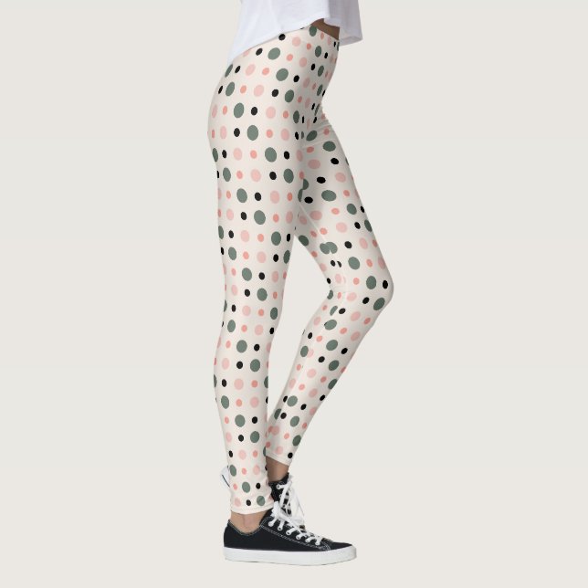 rosa grönt och svarta punkter leggings (Höger)