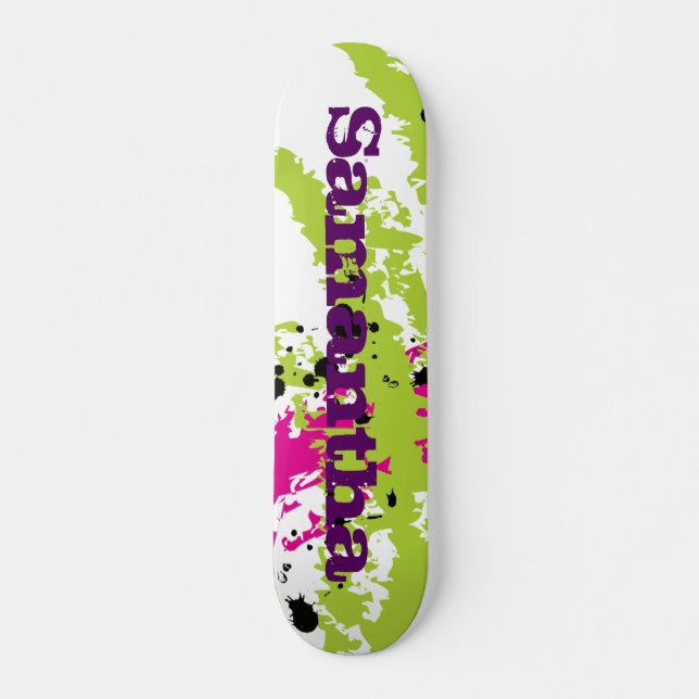 Rosa Grönt Paint Stänk Bläck Comp Skateboard Bräda 21,5 Cm (Framsida)