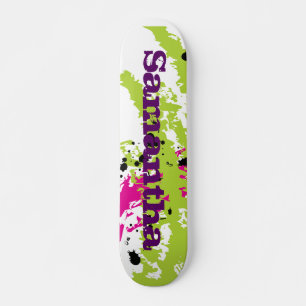Rosa Grönt Paint Stänk Bläck Old school Skateboard Bräda 20,5 Cm