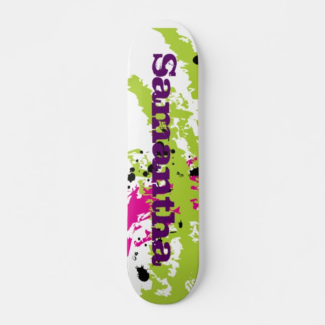 Rosa Grönt Paint Stänk Bläck Old school Skateboard Bräda 20,5 Cm (Framsida)