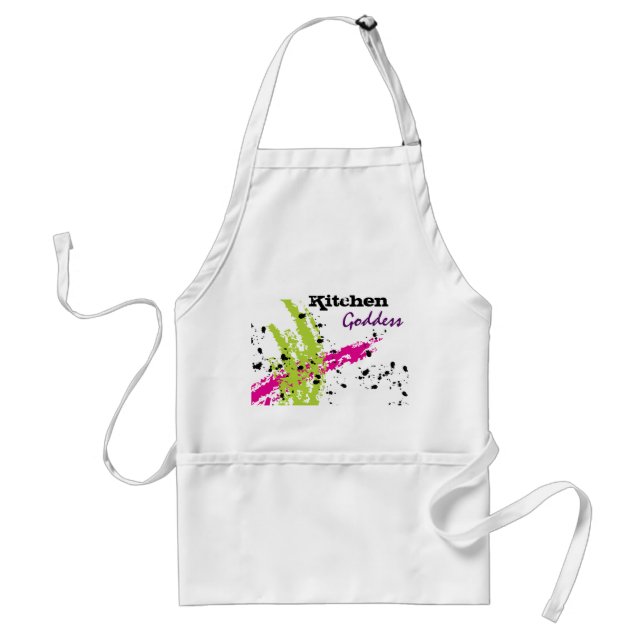 Rosa Grönt Paint Stänk Bläck Splotch Drop Apron Förkläde (Framsidan)
