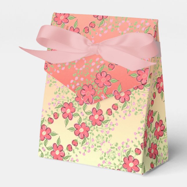 Rosa Grönt Persikor och Gult Presentaskar (Framsidan Sidan)