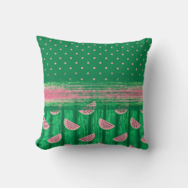 Rosa Grönt Polka Dot Watermelon Kudde