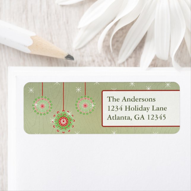 Rosa Grönt Prydnadsföremål Grönt Juli Wood Grain Returadress Etikett (Insitu)