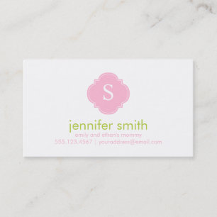 Rosa Grönt Quatrefoil Monogram Rand Mönster