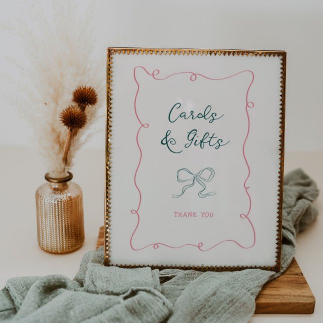 Rosa Grönt Ram Ribbon Möhippa Cards-kort Poster (Skapare uppladdad)