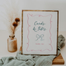 Rosa Grönt Ram Ribbon Möhippa Cards-kort