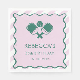 Rosa Grönt Retro Pickleball 30års födelsedag Pappersservett