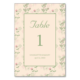 Rosa Grönt Retro Y2K 70s Flower Mönster Bordsnummer