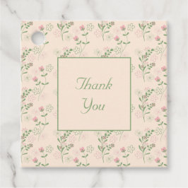 Rosa Grönt Retro Y2K 70s Flower Mönster Gåvor Etiketter