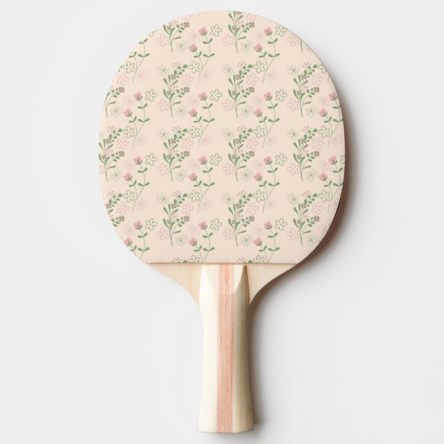 Rosa Grönt Retro Y2K 70s Flower Mönster Pingisracket (Framsidan)