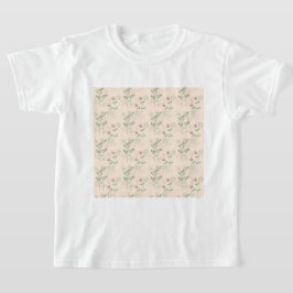 Rosa Grönt Retro Y2K 70s Flower Mönster T Shirt