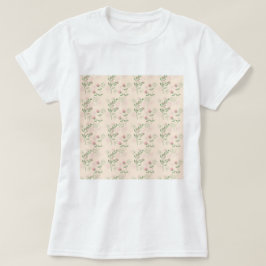 Rosa Grönt Retro Y2K 70s Flower Mönster T Shirt