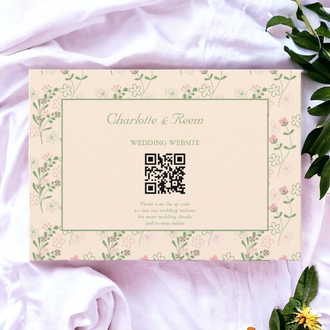 Rosa Grönt Retro Y2K 70s Flower Mönster Tilläggskort (Zazzle Pink Green Retro Y2K 70s Flower Pattern Enclosure Card)