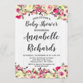  Rosa & Grönt Ro Baby Shower-inbjudan Inbjudningar