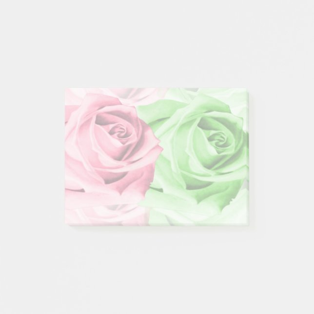 Rosa & Grönt Ro Elegant Anteckningar Post-it Block (Framsida)