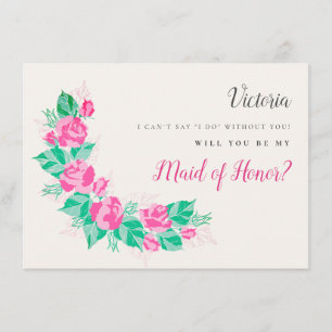 Rosa Grönt Ro Flowers Garden Bridesmaid Cards Meny