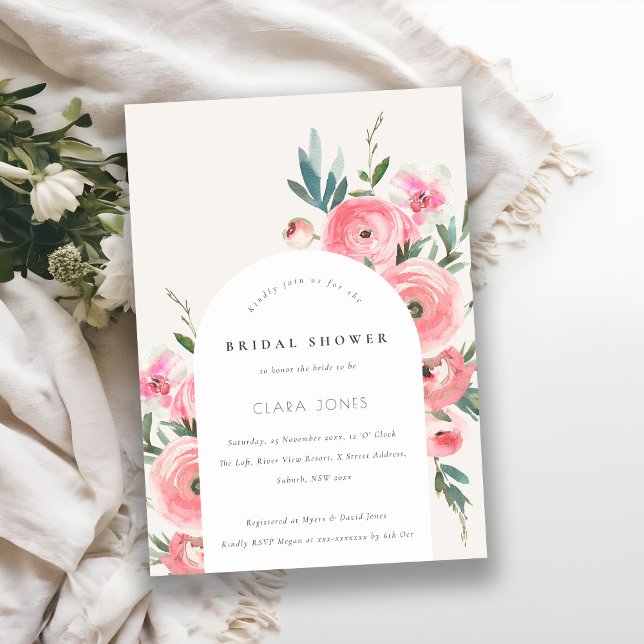 Rosa Grönt Ro Orchid Arch Blommigt Möhippa Inbjudningar (Skapare uppladdad)
