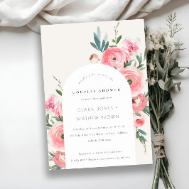 Rosa Grönt Ro Orchid Arch Blommigt Par Shower Inbjudningar