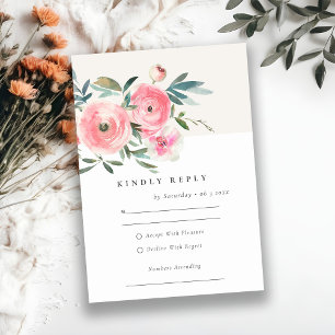 Rosa Grönt Ro Orchid Watercolor Blommigt Bröllop OSA Kort