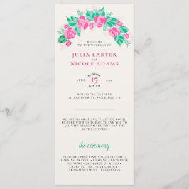 Rosa Grönt Ro Petals Flowers Garden WedWedding Program