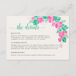 Rosa Grönt Ro Petals Flowers Garden WedWedding Tilläggskort