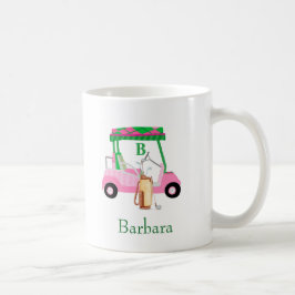 Rosa Grönt Roligt Golf Cart med Klubb Monogram Kaffemugg