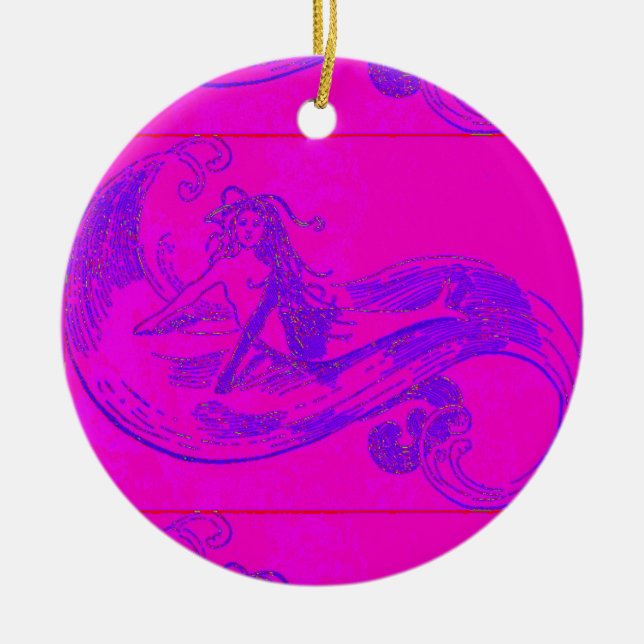 rosa/grönt som avger sjöjungfru för ornament (Framsidan)