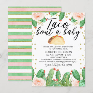 Rosa Grönt Taco Bout A Baby Baby Shower-inbjudan Inbjudningar