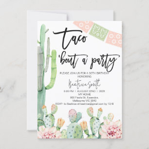 Rosa Grönt Taco Bout Party Birthday Call Inbjudningar