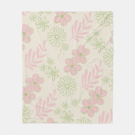 Rosa Grönt Tropical Blommigt Botanical Vår Sommar Fleecefilt