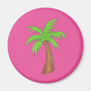 Rosa/Grönt Tropical Handflatan Träd Magnet