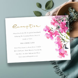 Rosa Grönt Tropik Bougainvillea Wedding Reception Tilläggskort