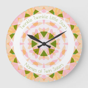 Rosa Grönt Twinkle Little Star Baby Nursery-Twilli Stor Klocka