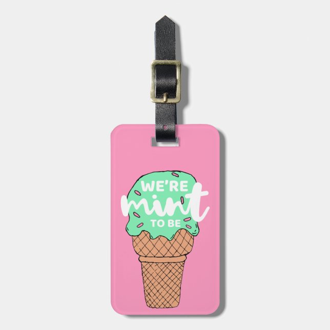 Rosa Grönt Valentine Sketches Mint to be Ice Cream Bagagebricka (Vertikal Framsida)